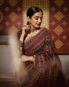 Priyamani Raj wearing statement diamond necklace and earrings from Sajni Jewels at a recent public appearance