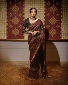 Priyamani posing elegantly in traditional attire styled with Sajni Jewels accessories