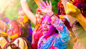 Rain dance setup at a Holi party in Mumbai