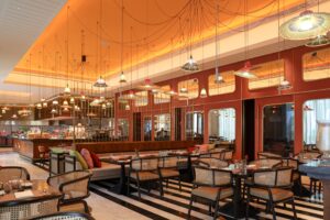 Festive floral décor setup for Sustainable Basant Utsav Brunch at The Leela Gandhinagar